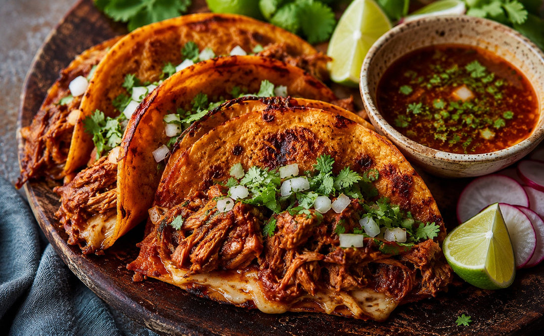 Slow cooked Mexican spiced chicken, tacos and cheese | Herb Fed Poultry 