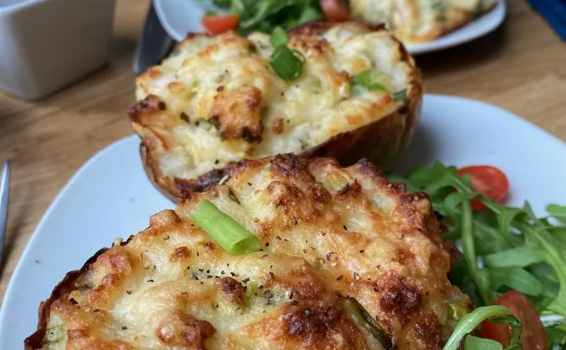 Turkey & Cheese filled Baked Potatoes