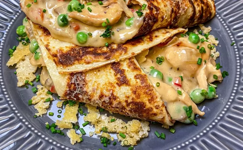 Chicken supreme with savoury pancakes