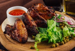 2K Chicken Challenge: chicken wings and salad 